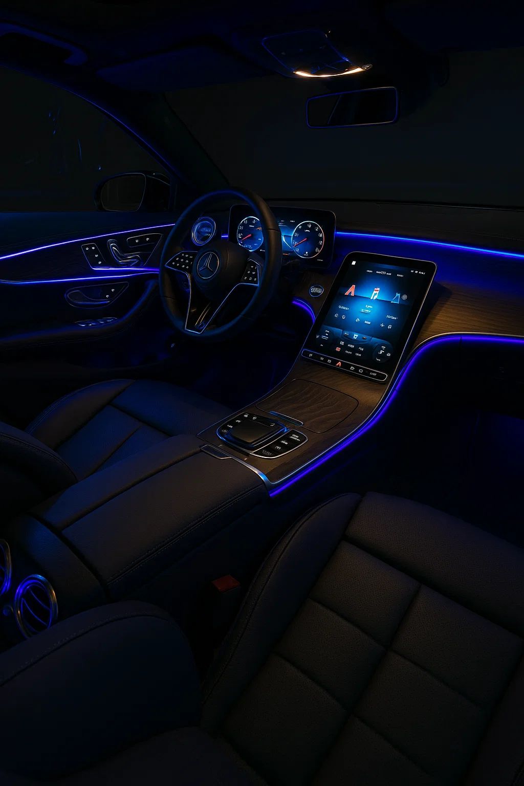 RGB LED Car Ambient Lights - 110cm , APP Control , Interior Decoration